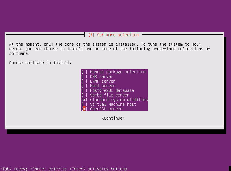 Selecting OpenSSH during Ubuntu Linux Install